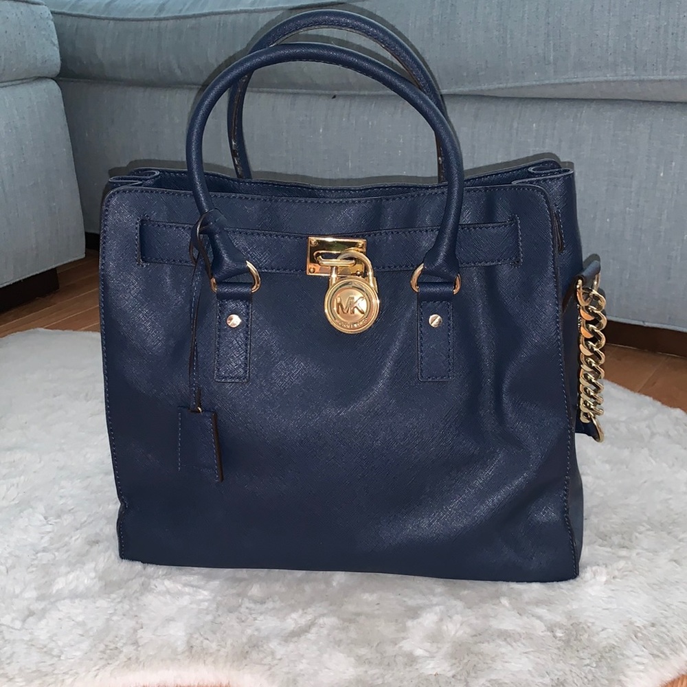 Blue Michael Kors Hamilton large saffiano tote bag